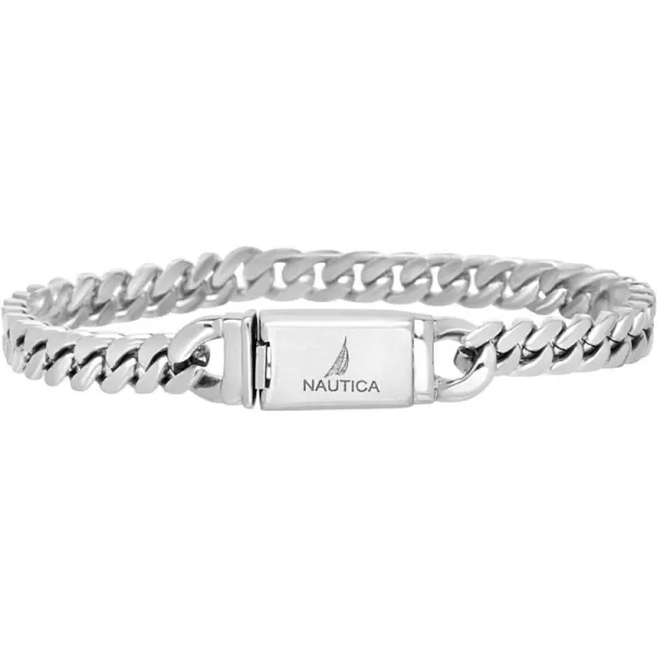 Nautica Mens BraceletOxidized Stainless Steel Curb Link Chain Bracelet for Women and Men5 MM 75