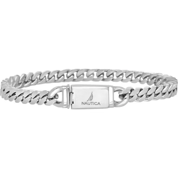 Nautica Mens BraceletOxidized Stainless Steel Curb Link Chain Bracelet for Women and Men5 MM 8