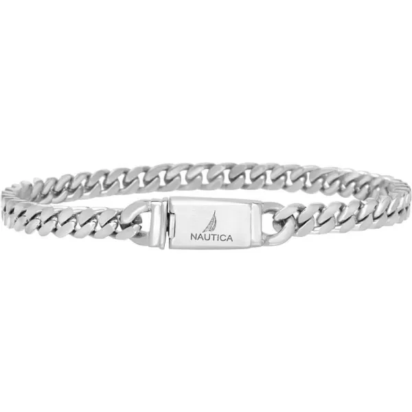 Nautica Mens BraceletOxidized Stainless Steel Curb Link Chain Bracelet for Women and Men5 MM 9