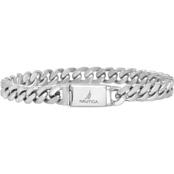 Nautica Mens BraceletOxidized Stainless Steel Curb Link Chain Bracelet for Women and Men7 MM 7