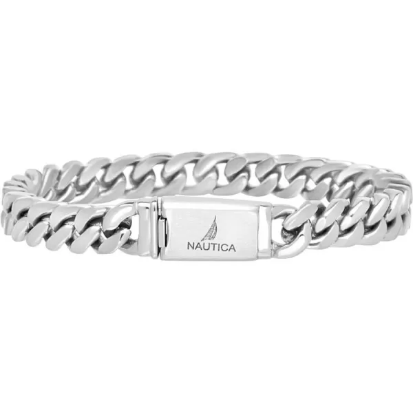 Nautica Mens BraceletOxidized Stainless Steel Curb Link Chain Bracelet for Women and Men7 MM 75