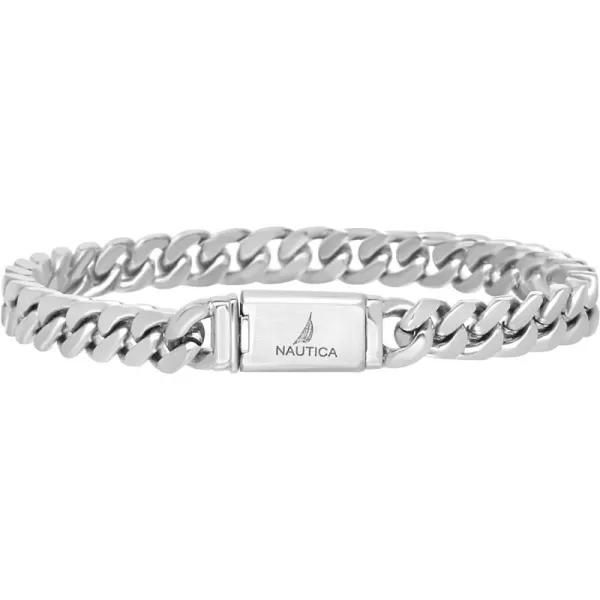 Nautica Mens BraceletOxidized Stainless Steel Curb Link Chain Bracelet for Women and Men7 MM 8