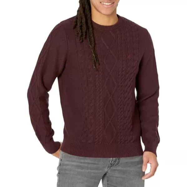 Nautica Mens CableKnit SweaterShipwreck Burgundy Heather