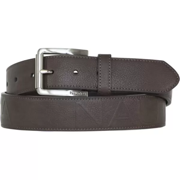 Nautica Mens Casual Padded Leather Belt with Signature OrnamentCasual Jean  Brown