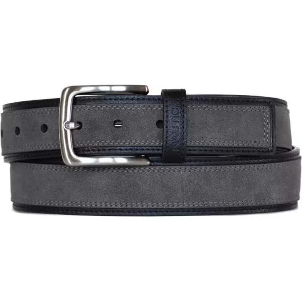 Nautica Mens Casual Padded Leather Belt with Signature OrnamentCasual Overlay  Grey