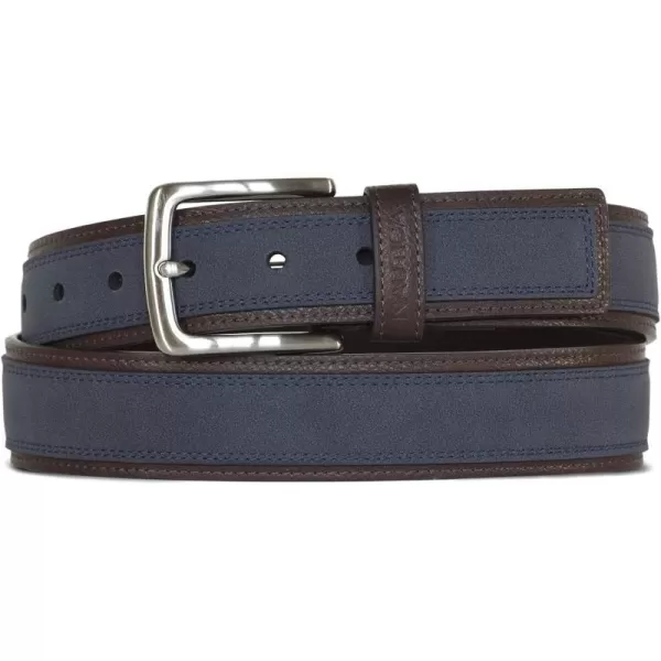 Nautica Mens Casual Padded Leather Belt with Signature OrnamentCasual Overlay  Navy