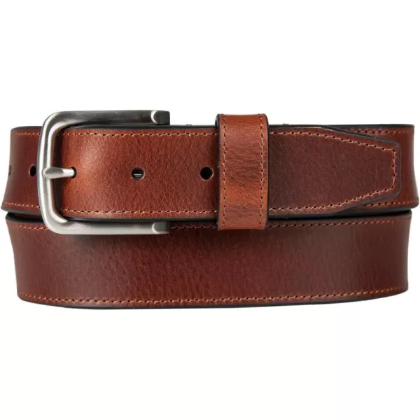 Nautica Mens Casual Padded Leather Belt with Signature OrnamentEngraved Logo  Tan