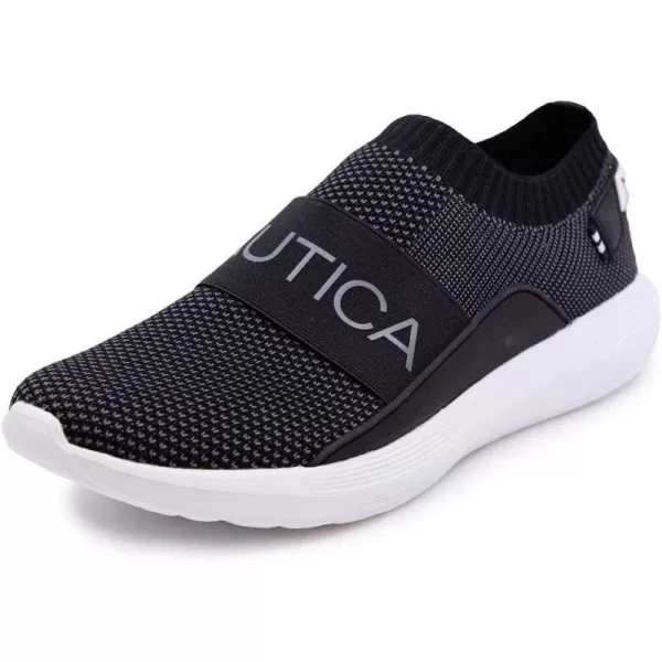 Nautica Mens Casual SlipOn Fashion SneakersWalking ShoesLightweight JoggersBlackCharoal Crawford