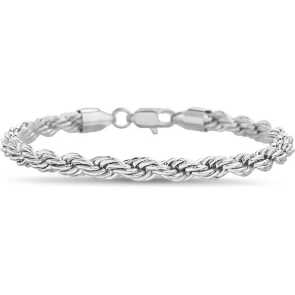 Nautica Mens Chain Bracelet  Silver Tone Classic Twist French Rope Chain Bracelet for Women75 6 mm