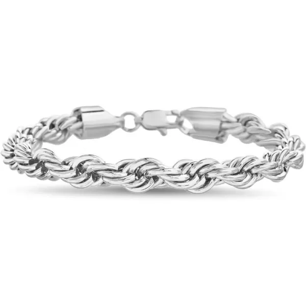 Nautica Mens Chain Bracelet  Silver Tone Classic Twist French Rope Chain Bracelet for Women75 8 mm