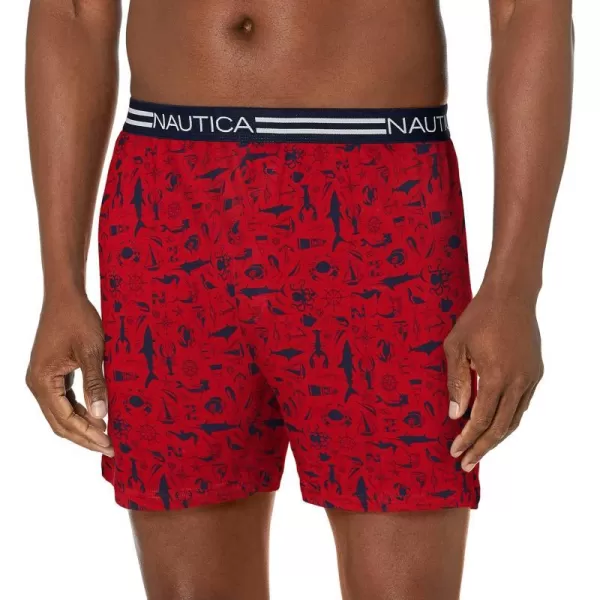 Nautica Mens Classic Cotton Loose Knit BoxerCrittersNautica Red