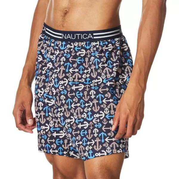 Nautica Mens Classic Cotton Loose Knit BoxerNautical AnchorPeacoat