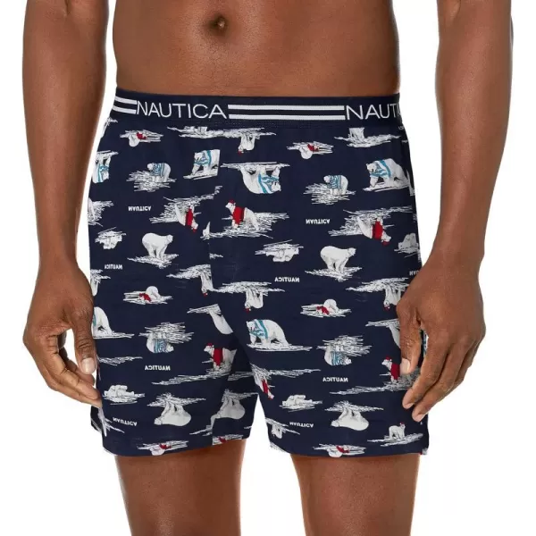 Nautica Mens Classic Cotton Loose Knit BoxerPolar BearsPeacoat1