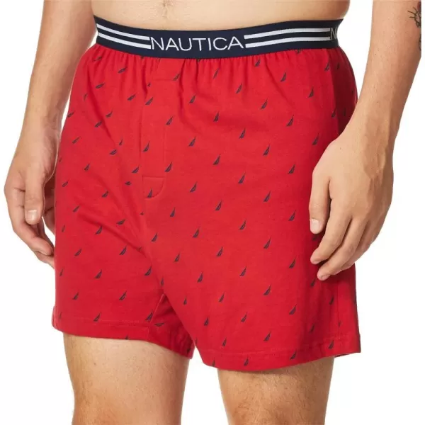 Nautica Mens Classic Cotton Loose Knit BoxerSailsNautica Red