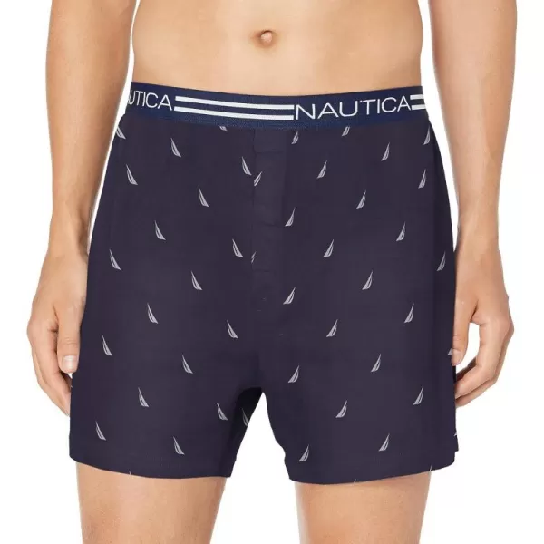 Nautica Mens Classic Cotton Loose Knit BoxerSailsPeacoat Navy