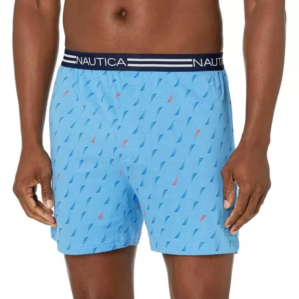 Nautica Mens Classic Cotton Loose Knit BoxerStripe SailAero Blue