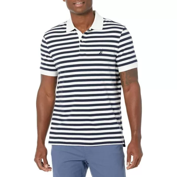 Nautica Mens Classic Fit 100 Cotton Soft Short Sleeve Stripe Polo ShirtBright White