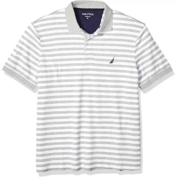 Nautica Mens Classic Fit 100 Cotton Soft Short Sleeve Stripe Polo ShirtGrey Heather