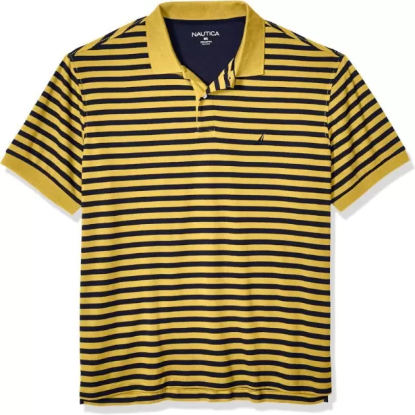 Nautica Mens Classic Fit 100 Cotton Soft Short Sleeve Stripe Polo ShirtMustard Field