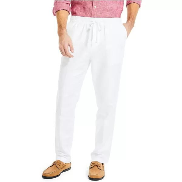 Nautica Mens Classic Fit Drawstring Linen PantBright White