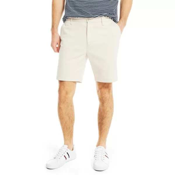 Nautica Mens Classic Fit Flat Front Stretch Solid Chino 85 Deck ShortsNautica Stone