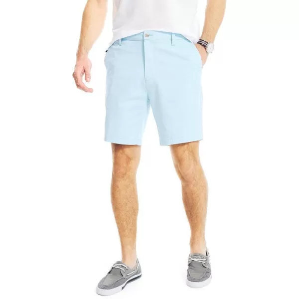 Nautica Mens Classic Fit Flat Front Stretch Solid Chino 85 Deck ShortsNoon Blue