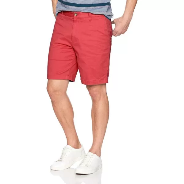 Nautica Mens Classic Fit Flat Front Stretch Solid Chino 85 Deck ShortsSailor Red