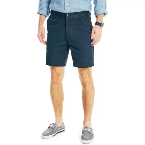 Nautica Mens Classic Fit Flat Front Stretch Solid Chino 85 Deck ShortsTrue Navy