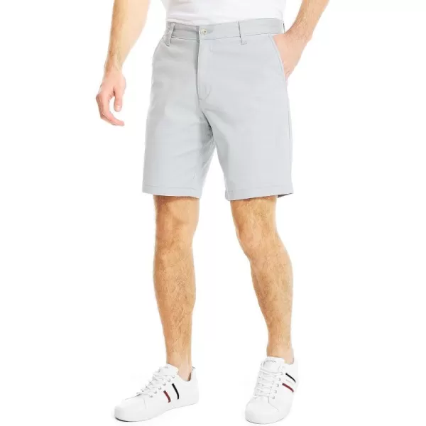 Nautica Mens Classic Fit Flat Front Stretch Solid Chino 85 Deck ShortsTrue Quarry