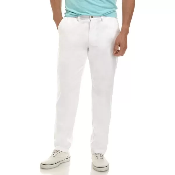 Nautica Mens Classic Fit Flat Front Stretch Solid Chino Deck PantBright White