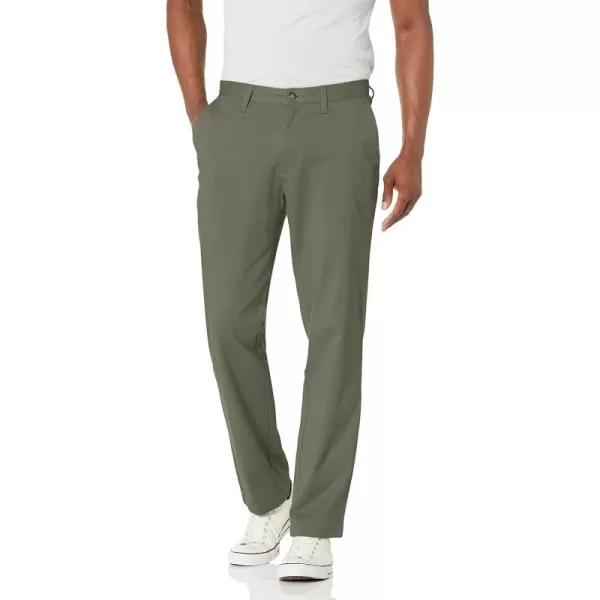 Nautica Mens Classic Fit Flat Front Stretch Solid Chino Deck PantHillside Olive Green