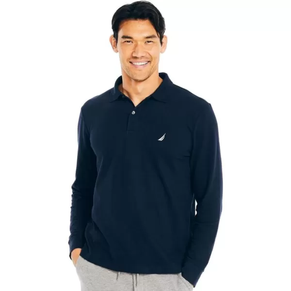 Nautica Mens Classic Fit LongSleeve Deck Polo2024 Collection Navy Seas