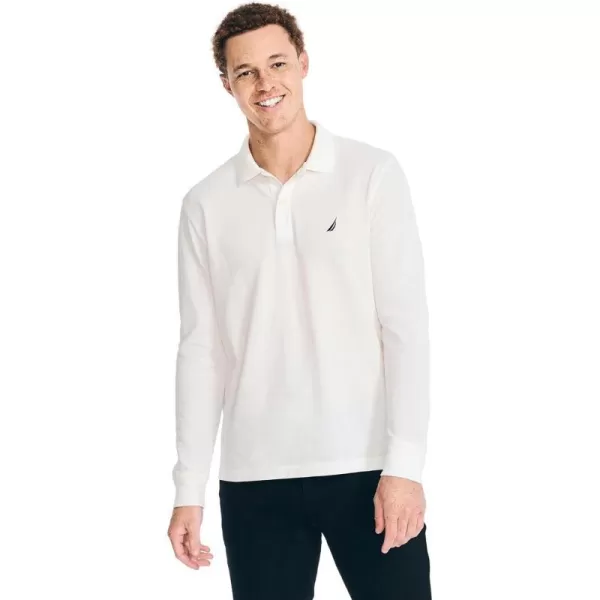 Nautica Mens Classic Fit LongSleeve Deck Polo2024 Collection Sail White