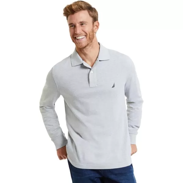 Nautica Mens Classic Fit LongSleeve Deck Polo2024 Collection Smoke Grey