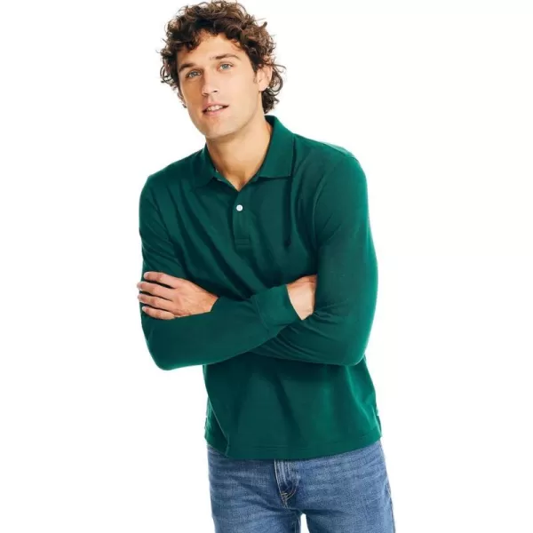 Nautica Mens Classic Fit LongSleeve Deck Polo2024 Collection Tidal Green