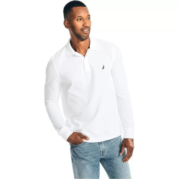 Nautica Mens Classic Fit LongSleeve Deck PoloBright White