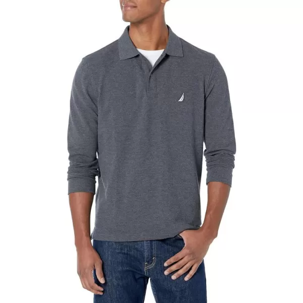 Nautica Mens Classic Fit LongSleeve Deck PoloCharcoal Heather