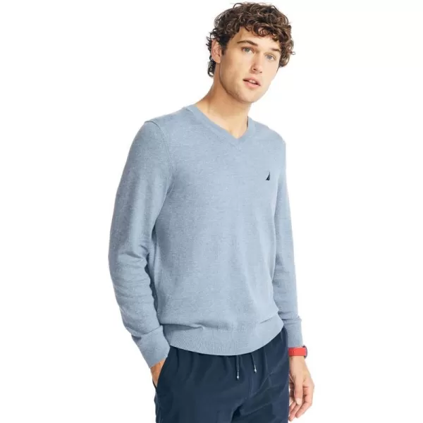 Nautica Mens Classic Fit Navtech Soft VNeck SweaterBlue Heather