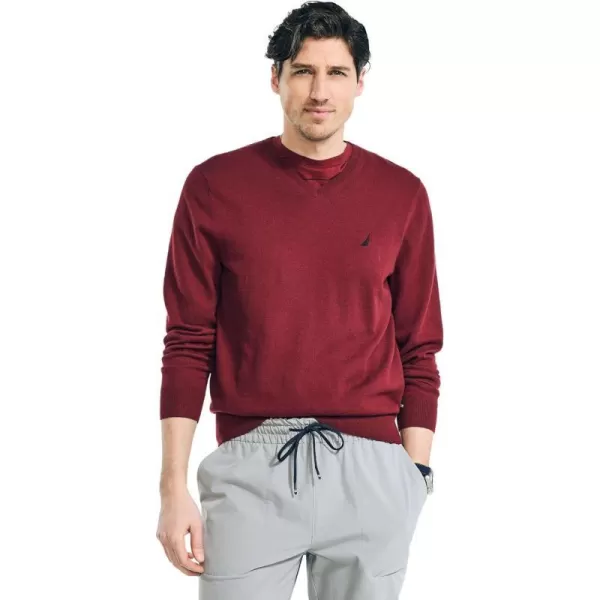 Nautica Mens Classic Fit Navtech Soft VNeck SweaterFallWinter 2024 Crimson