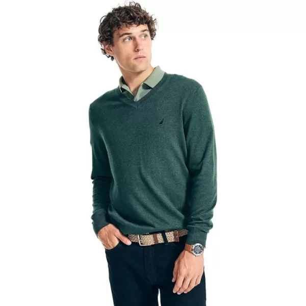 Nautica Mens Classic Fit Navtech Soft VNeck SweaterFallWinter 2024 Hunter Green Heather