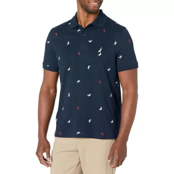 Nautica Mens Classic Fit Printed Deck PoloNavy