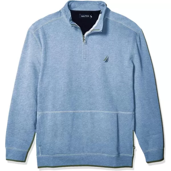 Nautica Mens Classic Fit QuarterZip Fleece PulloverCharter Blue Heather