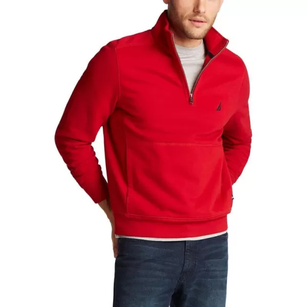 Nautica Mens Classic Fit QuarterZip Fleece PulloverNautica Red