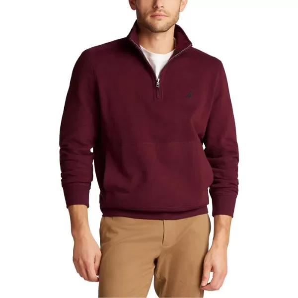 Nautica Mens Classic Fit QuarterZip Fleece PulloverRoyal Burgundy