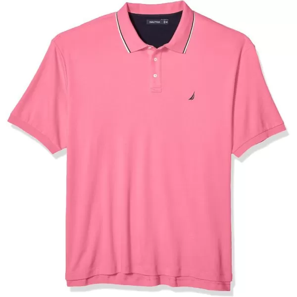 Nautica Mens Classic Fit Short Sleeve Dual Tipped Collar Polo ShirtCarnation