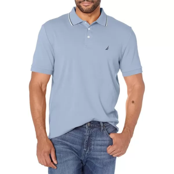 Nautica Mens Classic Fit Short Sleeve Dual Tipped Collar Polo ShirtLake City Blue