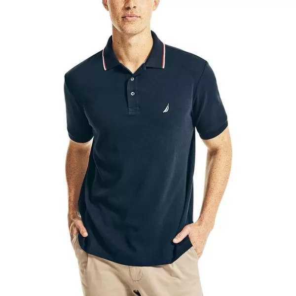 Nautica Mens Classic Fit Short Sleeve Dual Tipped Collar Polo ShirtNavy