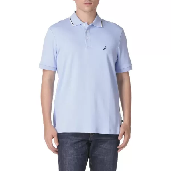 Nautica Mens Classic Fit Short Sleeve Dual Tipped Collar Polo ShirtNoon Blue