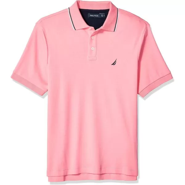 Nautica Mens Classic Fit Short Sleeve Dual Tipped Collar Polo ShirtPink