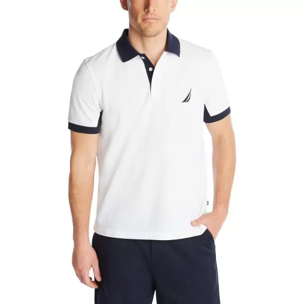 Nautica Mens Classic Fit Short Sleeve Performance Pique Polo ShirtBright White